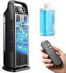 Portable Air Cooler, 4 in 1 Air Conditioner 1200ML Evaporative Air Cooler with Remote Control, 120° Oscillating 4 Speeds 12H Timer Mist Spray Tower Fan for Home Office (Midnight Black)