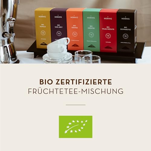 J. Hornig Bio Rotbuschtee Vanille, Rooibos-Tee im Premium Pyramidenteebeutel, aromatisierter Rooibuschtee mit Vanille, bio-zertifiziert, 25 biolgisch abbaubare Teebeutel