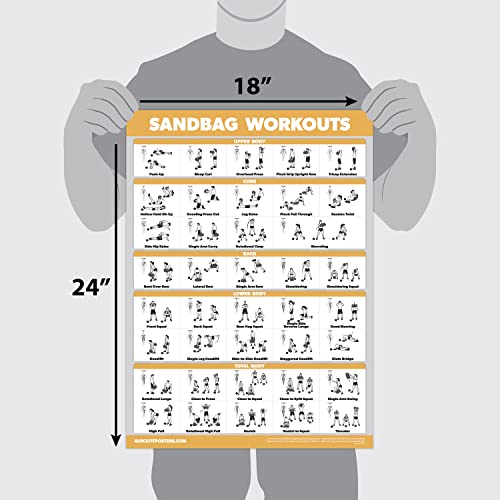 Pôster de exercícios de saco de areia QUICKFIT - LAMINADO - Tabela de treinamento de saco de areia -