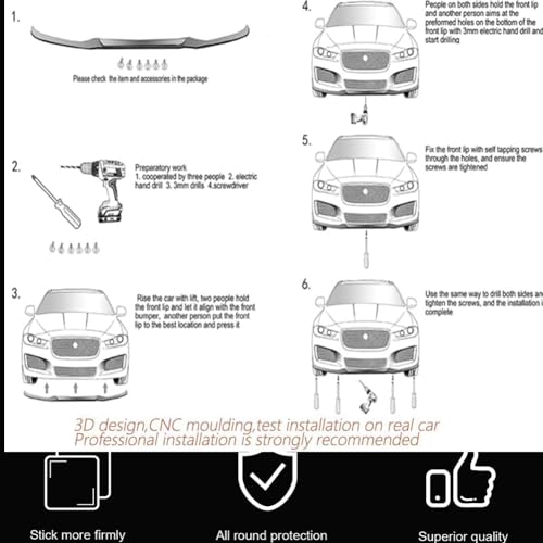 F10 Front Lip Compatible with 2011-2016 BMW F10 5 Series 528i 535i 550i M Sport Carbon Fiber Pattern Front Bumper Lip Splitter Body Kit by Generic - Image 6