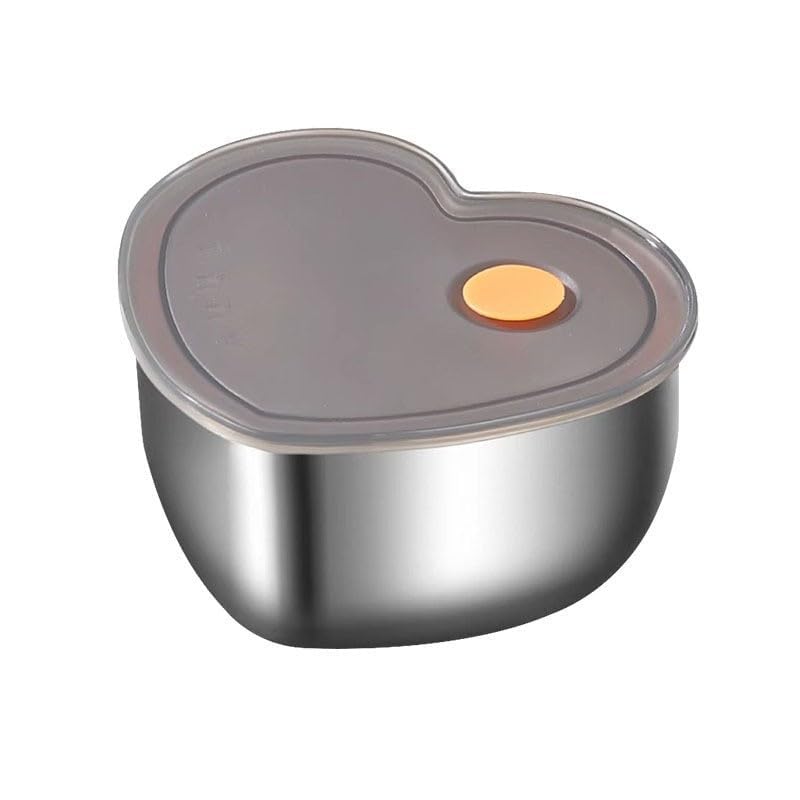 Image of Clazkit New Refrigerated Vacuum Stainless Steel 600ML Fresh Lunch Box Heart Shape Lunch Box Airtight Food Storage Container with Lid,Birthday Return Gift -Pacck of 2