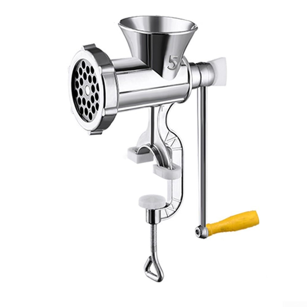 Molinillo manual de carne con manivela y relleno de salchichas en metal, multiherramienta de cocina para carne picada, para tareas de preparación de ajo, chile y salchichas (S)
