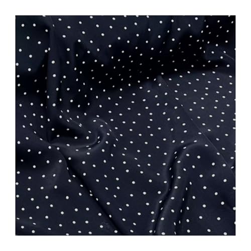 Tissu en soie bleu à petits pois blancs respirant pour couture de robe