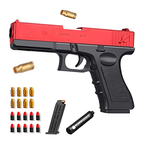 Pistola de Juguete,Juego de Pistola con Relleno de Espuma Suave, Pistola de Juguete Educativo para niños, Juguete de Actividad de Juego al Aire Libre para Deportes Divertidos con 10 Espumas (Rojo) Cover