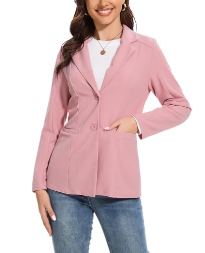 Blazer Jackets for Women Casual Open Front Lapel Work Office Button Long Sleeve Blazer with Pockets 20252