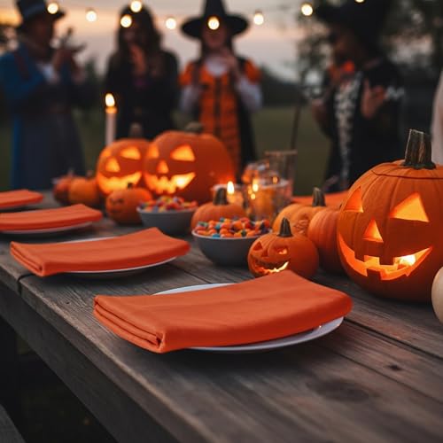 image for Utopia Kitchen Orange Cloth Napkins [12 Pack, 18x18 Inch] Absorbent Co