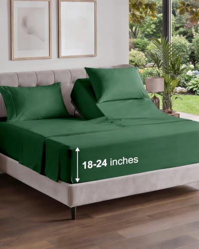 Image of Flex Top Split Head King Sheet Set - 4 Piece Extra Deep - Emerald Green