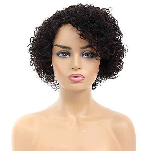 Morichy Peluca de pelo humano corto rizado color ombre pelucas cortas