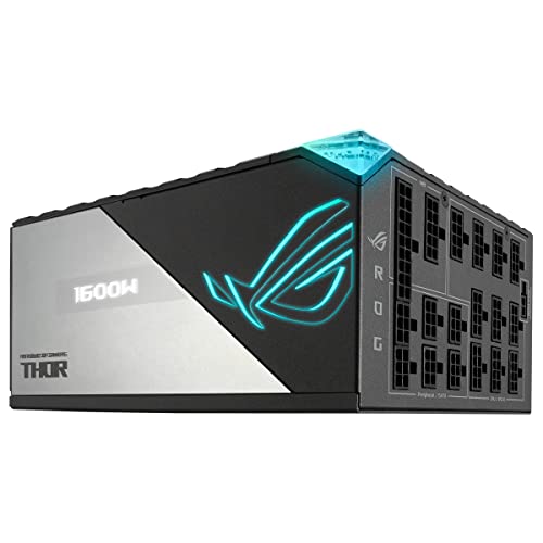 ROG Thor - Alimentatore di rete in titanio da 1600 W (illuminazione RGB, Aura Sync RGB, display OLED, PCIe 5.0 Ready, transistor di nitruro di gallio, controllo digitale e condensatori Low ESR - Alimentatore - Immagine 11
