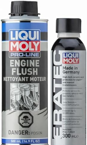 Liqui Moly Flush & Ceratec Oil Additive Treatment Ceramic Wear Protection Clean Engine + Ceramic Wear Protection, Reduces Friction & Extends Engine Life (Care Pack)