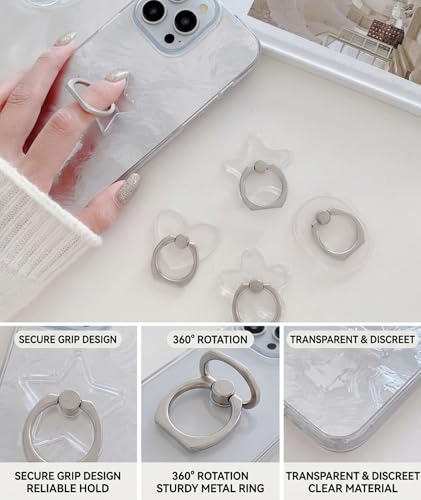 Image of 8 PCS Mobile Ring Holder, Phone Ring Holder for Secure Grip, Transparent Ring Holders with Strong Adhesive, Compatible with Various Smartphones, Easy Installation Design