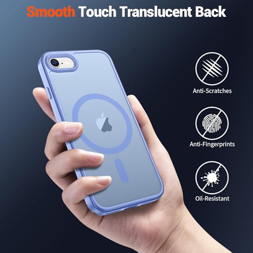 Image of SUPFINE Magnetic for iPhone SE Case 2022 (3rd) /2020 (2nd), iPhone 8 Case (Compatible with MagSafe) (Military Grade Drop Protection) Slim Translucent Matte Phone Case, Blue Purple