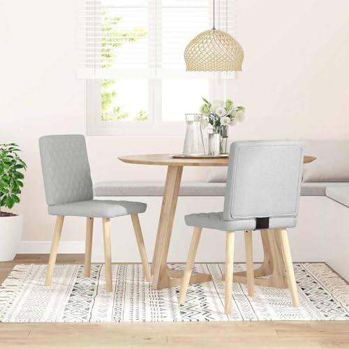 Augerlite Sillas de comedor, 2 unidades, color gris nube, de tela, tapizada, con asiento y respaldo, estructura de metal y madera, silla de cocina para comedor, salón, comedor