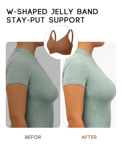 Image of VQJ Women's Full Coverage Jelly Comfort Support Wireless Bra with Breathable V-Mesh, No Underwire Push Up Everyday Bralette