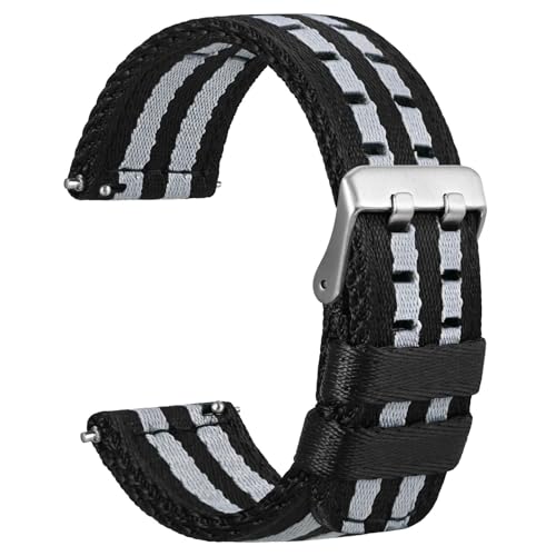 Image of WOCCI Double Holes Nylon Watch Bands, Silky Nylon Straps, Quick Release, Compatible Watch Lug Width 18mm 20mm 22mm