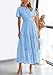 PRETTYGARDEN Womens 2025 Summer Maxi Dress Short Sleeve V Neck Hollow Out Eyelet A Line Long Flowy Beach Vacation Dresses (Light Blue,XX-Large)
