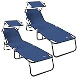 Matériau: Oxford Tomostar Lot de 2 Chaise Longue de Jardin, Bain de Soleil Pliante Transat de Plage 2 pcs Bleu 190 x 57 x 81 cm Oxford