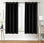 Utopia Bedding Blackout Curtains Grommet Thermal 2 Panels Drapes [Black, 46 x 72 Inches] Sound Insulated Curtain for Bedroom and Living Room