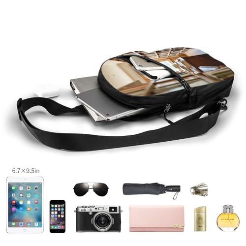 Book Room Library Print Men's and Women's Foldable Crossbody Bag,Sports Crossbody Bags,and Daily Chest Bags4