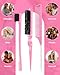 Slick Back Hair Brush, Edge Brush, Hair Accessories Comb Set 3Pcs, Rat Tail Comb for Parting Hair, Teasing Comb for Add Volume Fullness, Edge Brush for Edge Control Black Hair