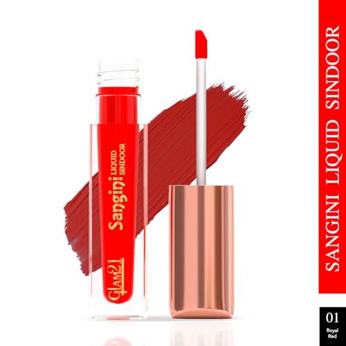 Image of Glam21 Sangini Liquid Sindoor | Rich Color & Smooth Application | Long-Lasting Matte Finish | Quick-Dry, Smudge-Proof & Comfortable Wear | For Everyday & Festive Use |4ml, Royal Red