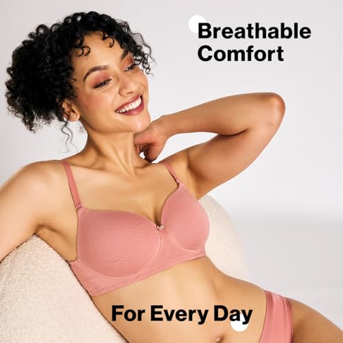Image of NYKD NYB198 Cotton Lightly Padded Non Wired 3 /4th Coverage T-Shirt Bra Multiway Detachable Straps Invisible Under Clothes