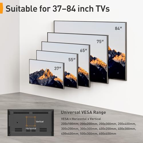 Perlegear TV Wandhalterung Schwenkbar Neigbar für 37-84 Zoll Flach & Curved Fernseher, TV Halterung max.VESA 600x400mm bis zu 60kg – Bild 3