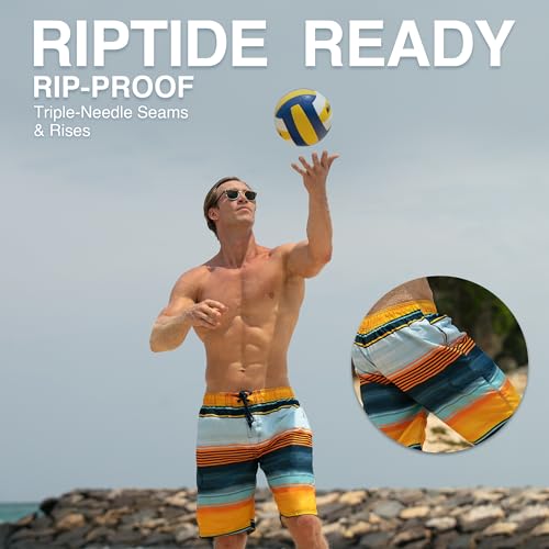 Image of Kanu Surf Men's Big Viper Extended Size Stripe Swim Trunk