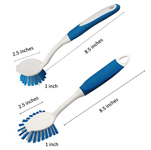 PHYEX Kitchen Scrub Brush for Cleaning Dishes Pots Pan Sink and Bathroom with Comfortable Long Handle, Set of 8 with Different Shapes - Thumbnail 2