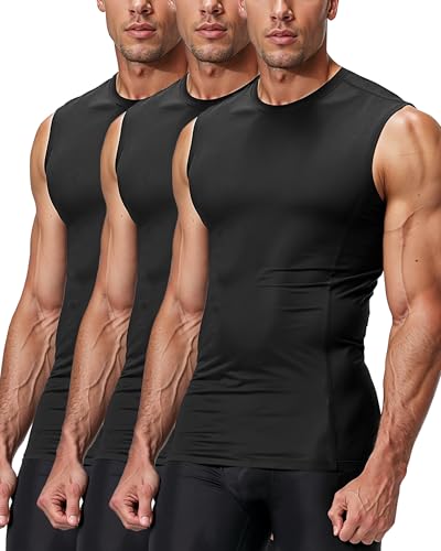 DRSKIN 4, 3, 2 Pack Men's Compression Shirts Sleeveless Tank Top Athletic Sports Workout Running Base Layer Active