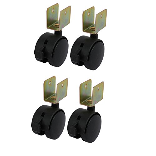 Aexit 4pcs 1.8-inch Civil Equipment Hardware Accessories Dia Wheel 23mm U Bracket Swivel Brake Caster Black for Crib Model:73as603qo278
