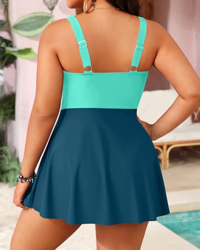 Image of Aqua Eve Plus Size Swim Dress - Two Piece Tankini Swimsuit Tummy Control Bathing Suit with Shorts 2025