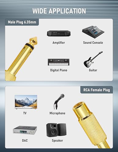 Adaptador de audio RCA a Jack mono 1/4" 2 piezas miniatura 5