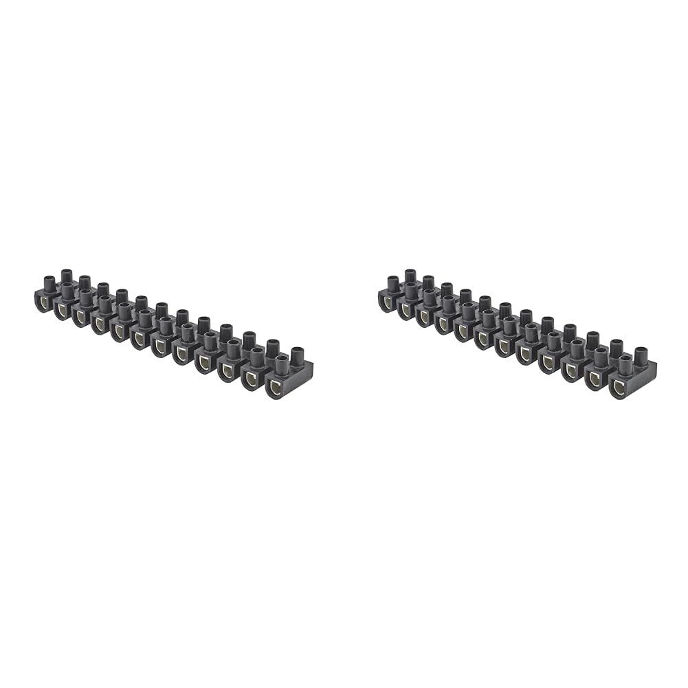Barrette De Jonction 12 Plots - 10mm² - Noir - Lot De 2 - Connecteur Fil Electrique Rapide