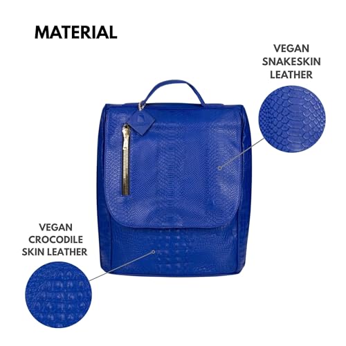 Tote&Carry Apollo 2 Large Vegan Backpack, Eco-Friendly Carry-On Bag for Travel, Work & Daily Use – Water-Resistant (Crocodile Skin Pattern, Royal Blue) by Tote&Carry - Used condition - Image 3