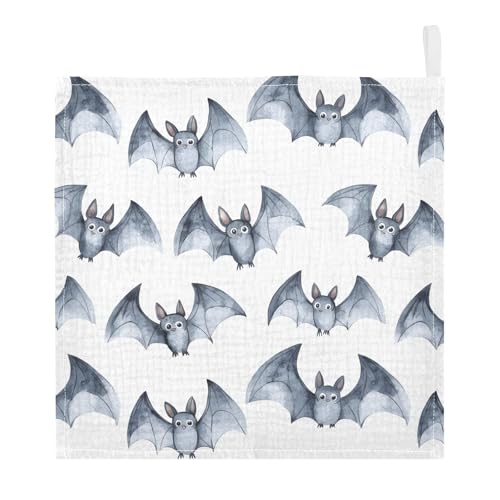 Image of vvfelixl Watercolor Bat Baby Burp Cloths Baby Muslin Washcloths for Boys Girls Cotton Babys Face Towel for Newborn Soft 11.8 X 11.8 in, 5 Pack