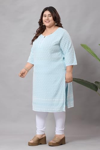 Image of DREAM & DZIRE Chikankari Kurti for Women of Cotton in Plus Size & Small Size.