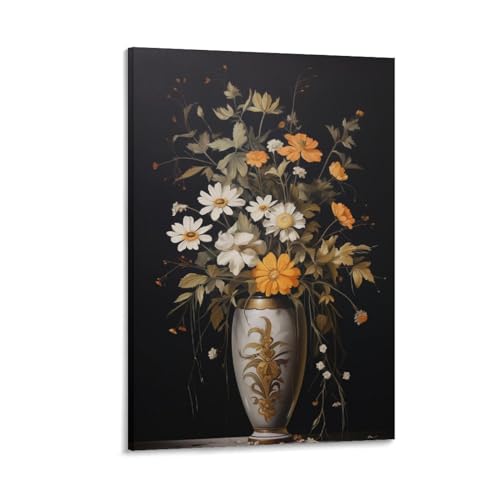Toile de fleurs aquarelle marguerites jaunes AEMYSKA tableau salon 60x90cm