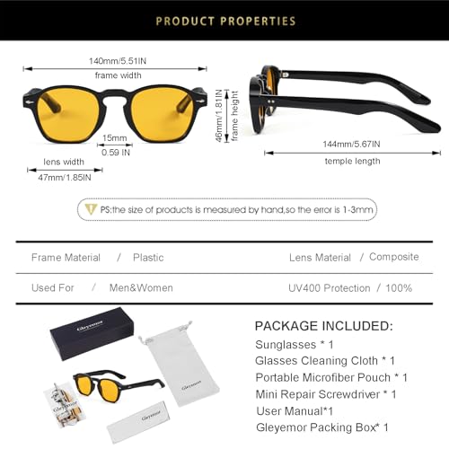Image of Gleyemor Fashion Sunglasses for Men Women Tortoise Shell Sunglasses Trendy Unisex Style UV400 Protection Shades