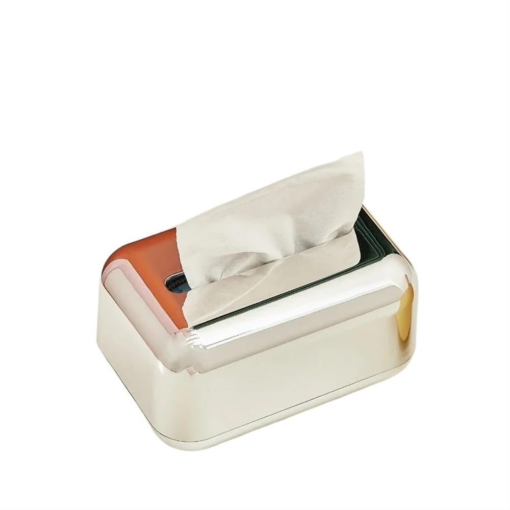 Aimanqi Sliver Tissue Boxes Storage Napkin Holder Kitchen Tissue Box Paper Case Organizer Ornament Craft Desktop Tissue Holder(Sliver)