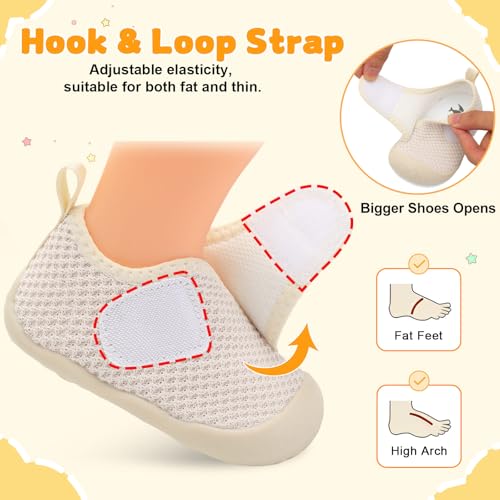 Image of FEETCITY Baby First Walking Shoes Wide Baby Shoes Infant Sneakers Newborn Crib Shoe Barefoot Lightweight Slip On Shoe