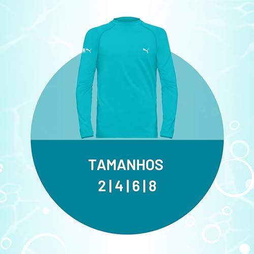 Camiseta UV50+ Infantil Masculina Puma | Verde Água | 4