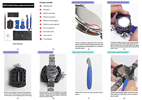 Easytime Watch Repair Kit- Professional Watch Battery Replacement Tool Kit, Suitable For Watch Back Removal With Watch Back Remover Tools, Including Watch Opener, Adjustable Case Opener #TOP5