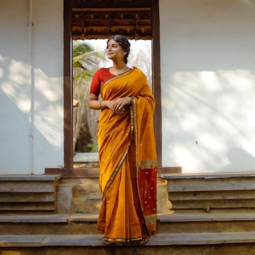 Image of Women's Banarasi Style Pure Kanjivaram Silk Jacquard Kanchipuram Pattu Saree With Un-Stiched Blouse (Lemon yellow)