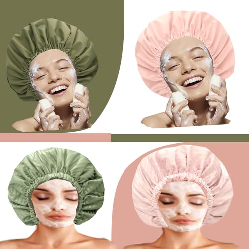 Bonnet de douche doublé satin Genergy étanche et réversible extra large - 6