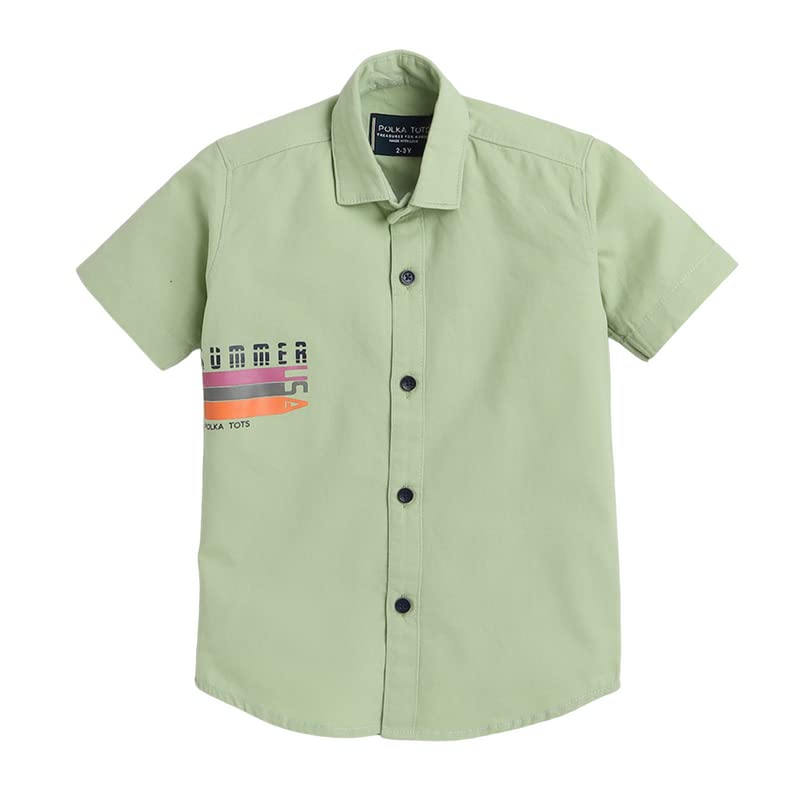 POLKA TOTS Cotton Regular Fit Half Sleeve Summer USA Metallic Print Shirt 0 to 5 Years