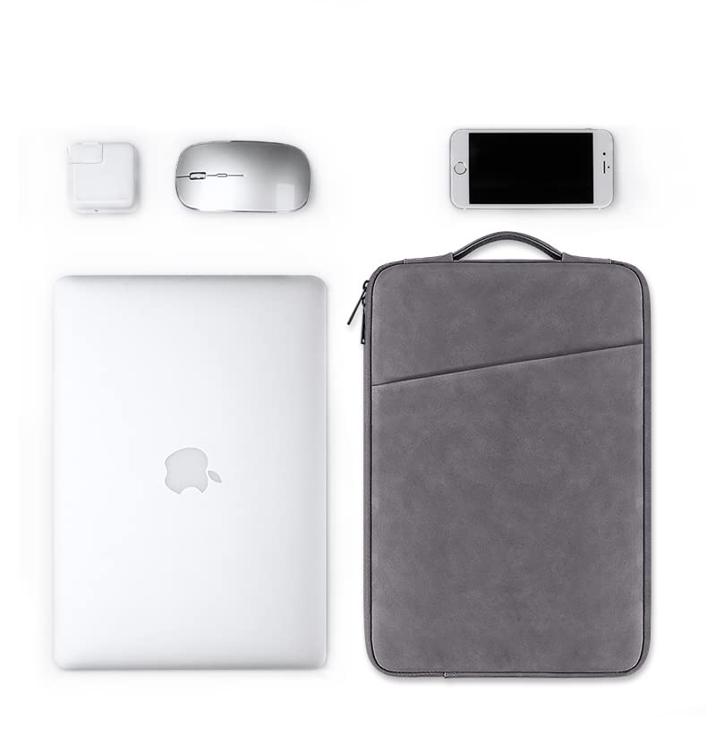 Image of Red Lemon PU Leather Lightweight Zipper Bag For 15.4 inch Laptops (Grey)