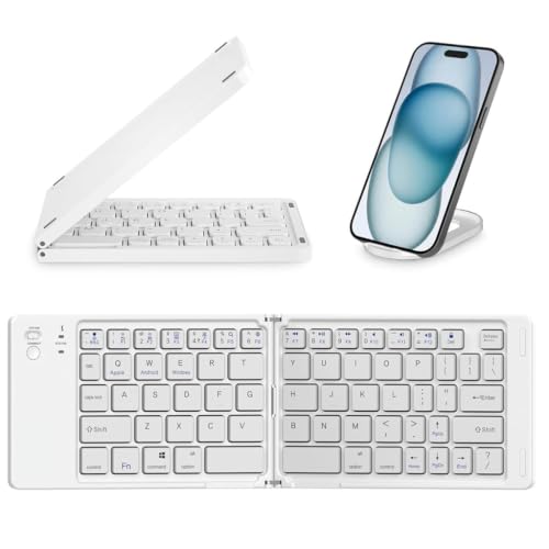 Image of Tobo MiniFold Foldable Bluetooth Keyboard, Ultra Portable 66-Key Wireless Keyboard, Bluetooth 5.0, Rechargeable Battery, Type-C Charging, 150mAh Battery, for Windows, Android,Laptops TD-B028