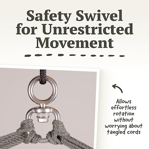 LA SIESTA® - Large Comfort Domingo Hammock Chair & TreeMount - Weather & Tear Resistant Hanging Chair w/Suspension Kit for Trees Beams & Posts - Bedroom Patio Outdoor Indoor Hammock Chair - Cedar - Image 6