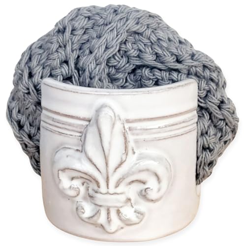 Fleur De Lis sponge holder – white ceramic
